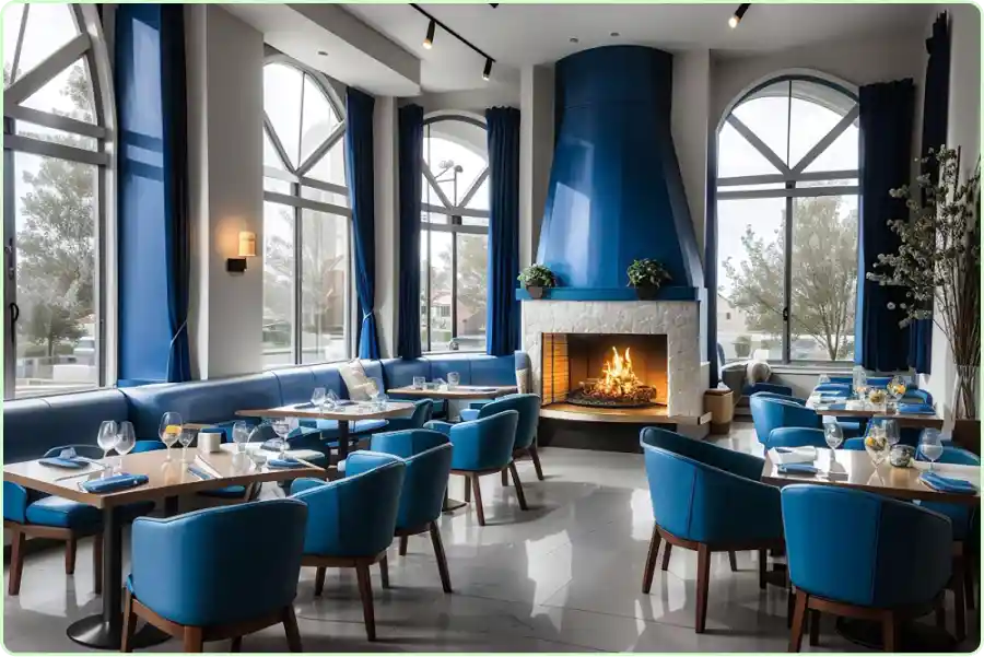 Blue Colors and Textures Restaurant Interior Design