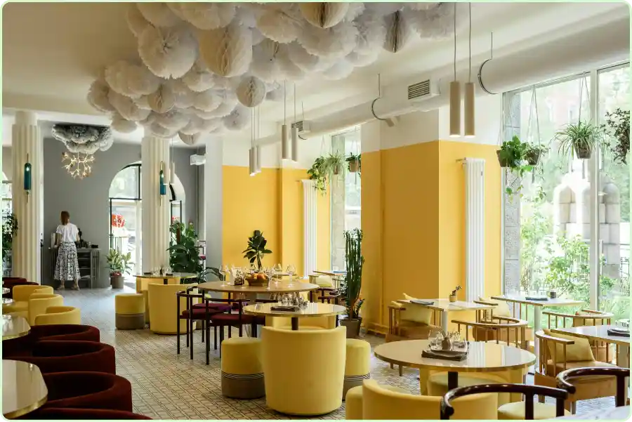 Yellow Colors and Textures Restaurant Interior Design