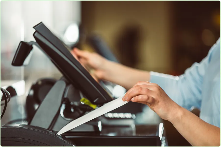 Restaurant printers printing receipts and kitchen tickets