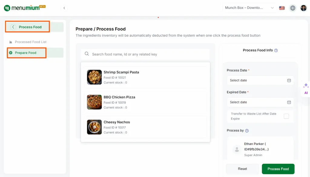 Processed Food Inventory How to Do Process Food Inventory Setup - Menumium