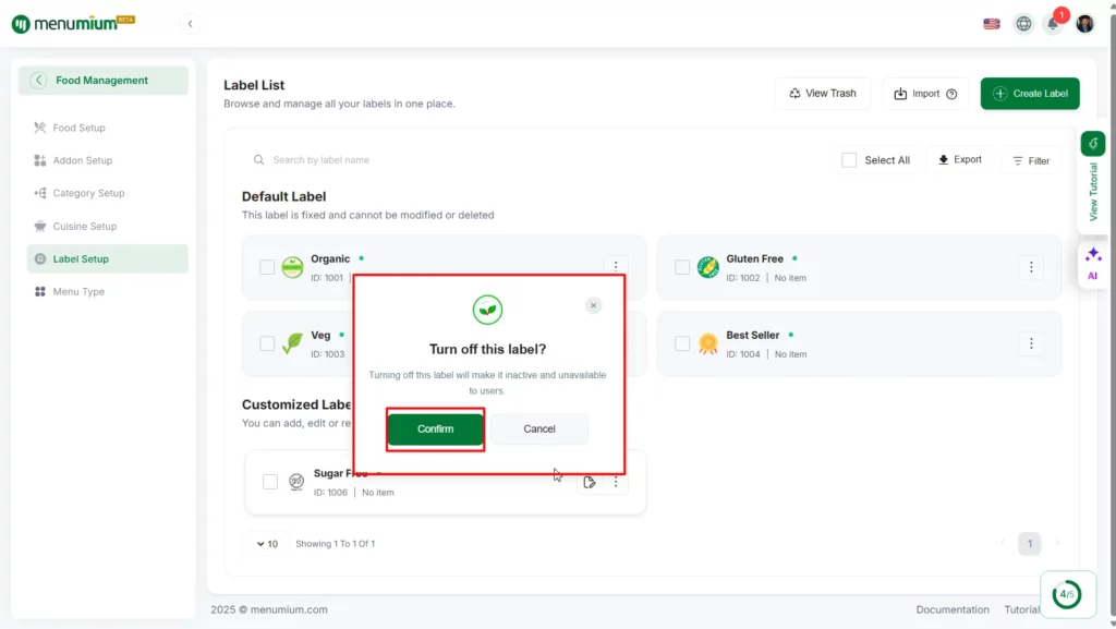 How to Manage Customized Labels - Menumium