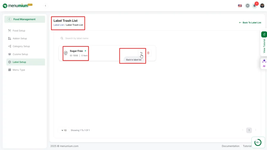 How to Manage Customized Labels - Menumium