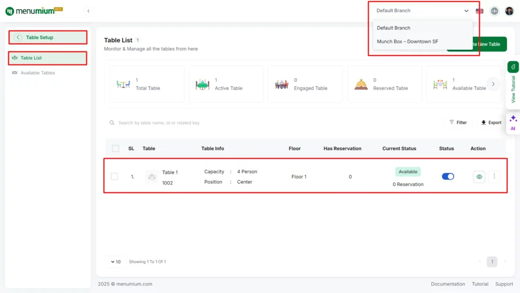 How to Filter the Table List - Menumium
