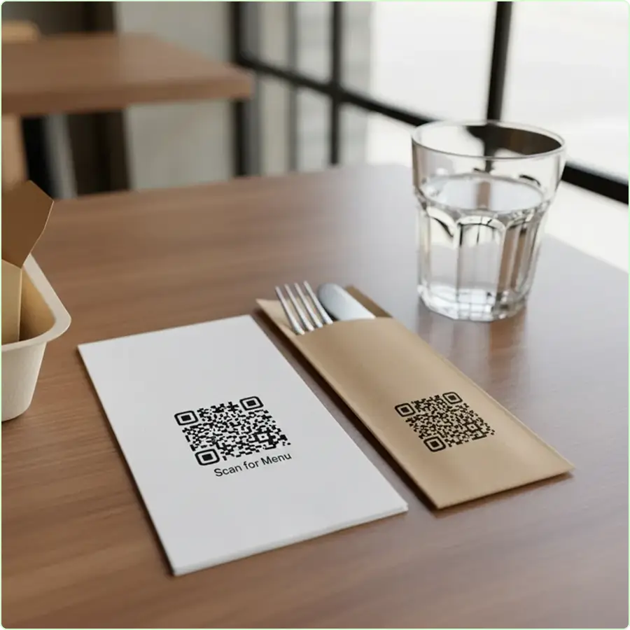 16. QR Codes on Napkins or Cutlery Sleeves